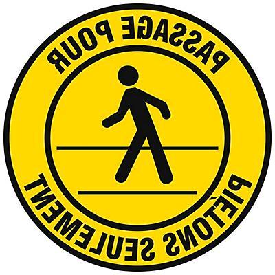 French Warehouse Floor Sign – “Passage Pour Piétons Seulement, 17 Diameter