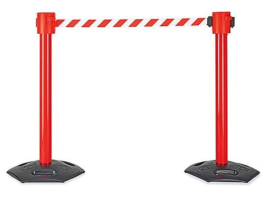 Outdoor Crowd Control Posts with Retractable Belt