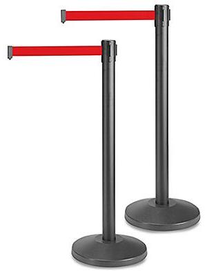 MidAtlas Black Crowd Control Posts with Retractable Belt