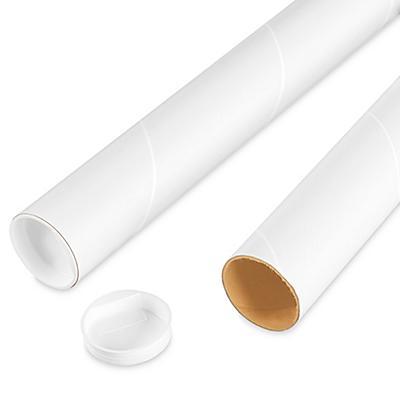 White Mailing Tubes with End Caps