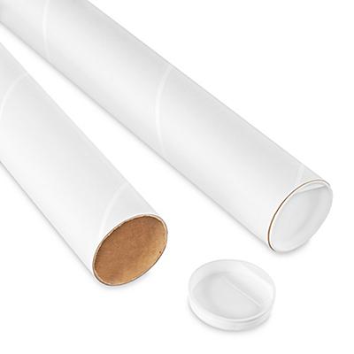 White Mailing Tubes with End Caps