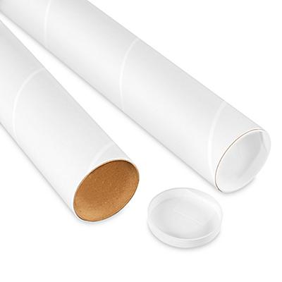 White Mailing Tubes with End Caps