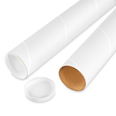 White Mailing Tubes with End Caps