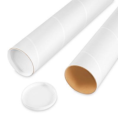 White Mailing Tubes with End Caps