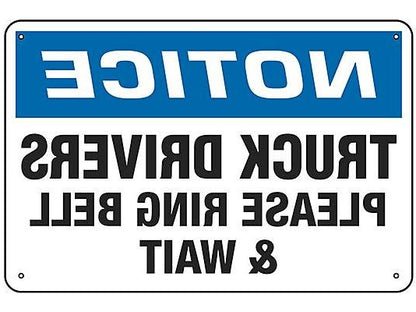 Truck Drivers Please Ring Bell & Wait Sign