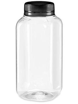 Clear Square Plastic Juice Bottles Bulk Pack